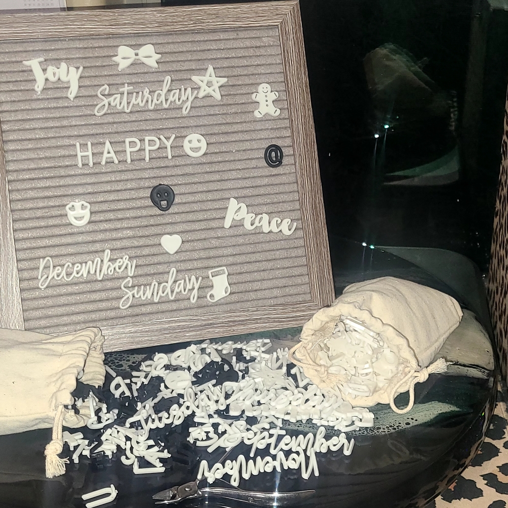 Gray Felt Letter Board with White Letters